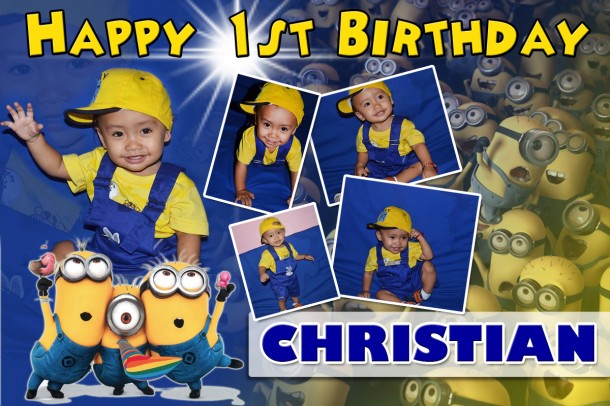 Christian's 1st Birthday (Minions Theme Tarpaulin)