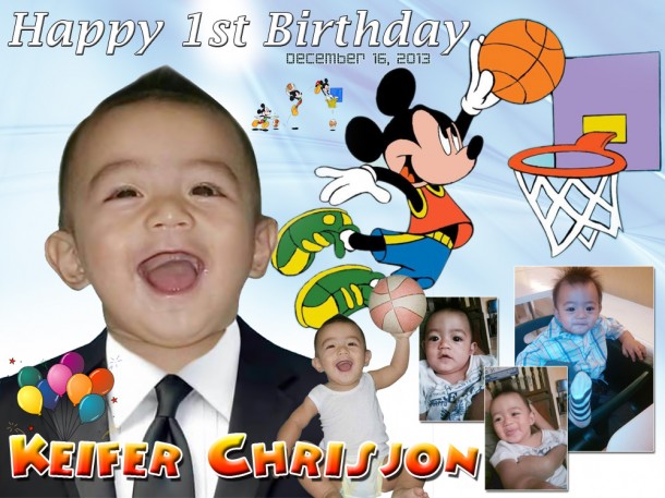 Keifer's Chrisjon 1st Birthday - Mickey Basketball