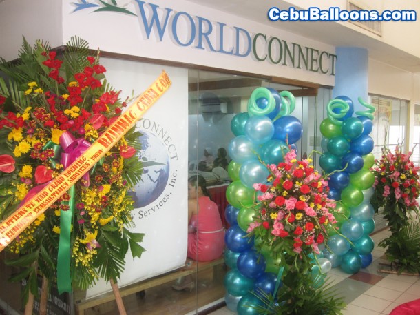 Balloon Pillars for World Connect Travel Agency