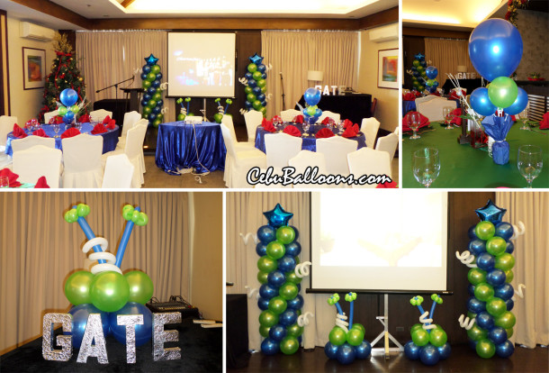 Blue & Green Balloon Decors for Gate's Christmas Party at Harolds Hotel