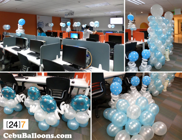 Light Blue & White Balloon Decoration for 24-7's AT & T account