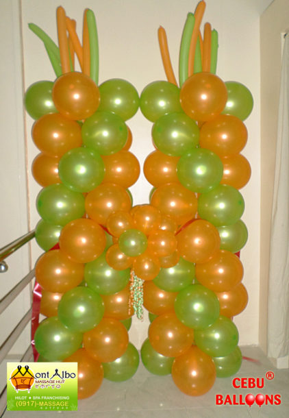 Mont Albo Massage Hut's Balloon Pillars & Topiary for Grand Opening at Dohera