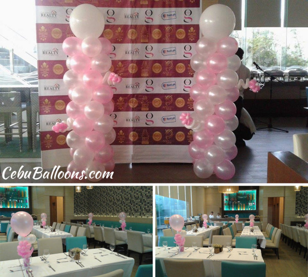 Pink & White Balloon Decors for Leuterio Realty's (Rent.PH) Christmas Party at Cafe Breeze