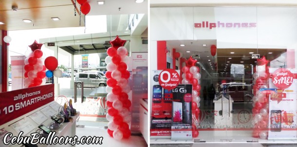 Red & White Balloon Pillars with Star at AllPhones Insular Square