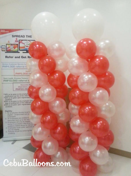 Red and White Balloon Pillars at Tech Mahindra