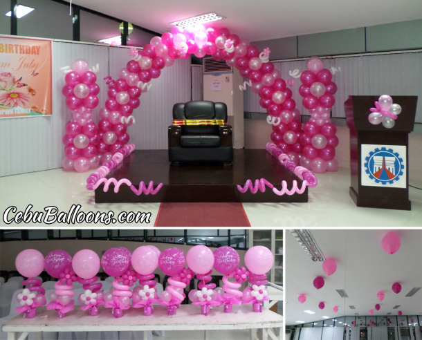 Shades of Pink Balloon Decoration at DPWH Region 7 Office