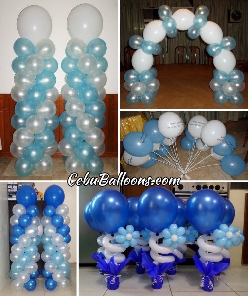 Blue, Light Blue & White Balloons