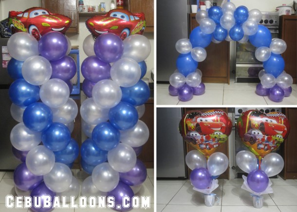 Cars (Blue, Purple & White Ballooons)