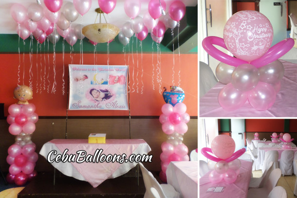 Girl Christening Balloon Decor & Tarp (for Sam Omandam) at Hanna's Party Venue Ground Floor