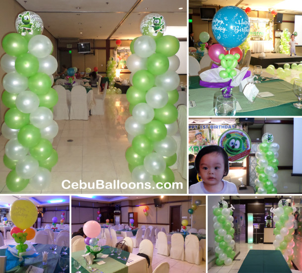 Gummy Bear Balloon Decoration Setup at Golden Prince Hotel for Kristoff's 1st Birthday