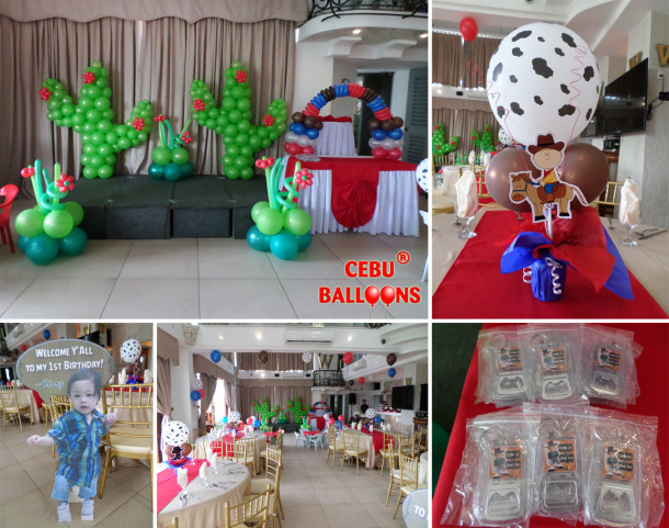 Cowboy Theme Balloon Decoration with Giveaways and Standee at Wellcome Hotel