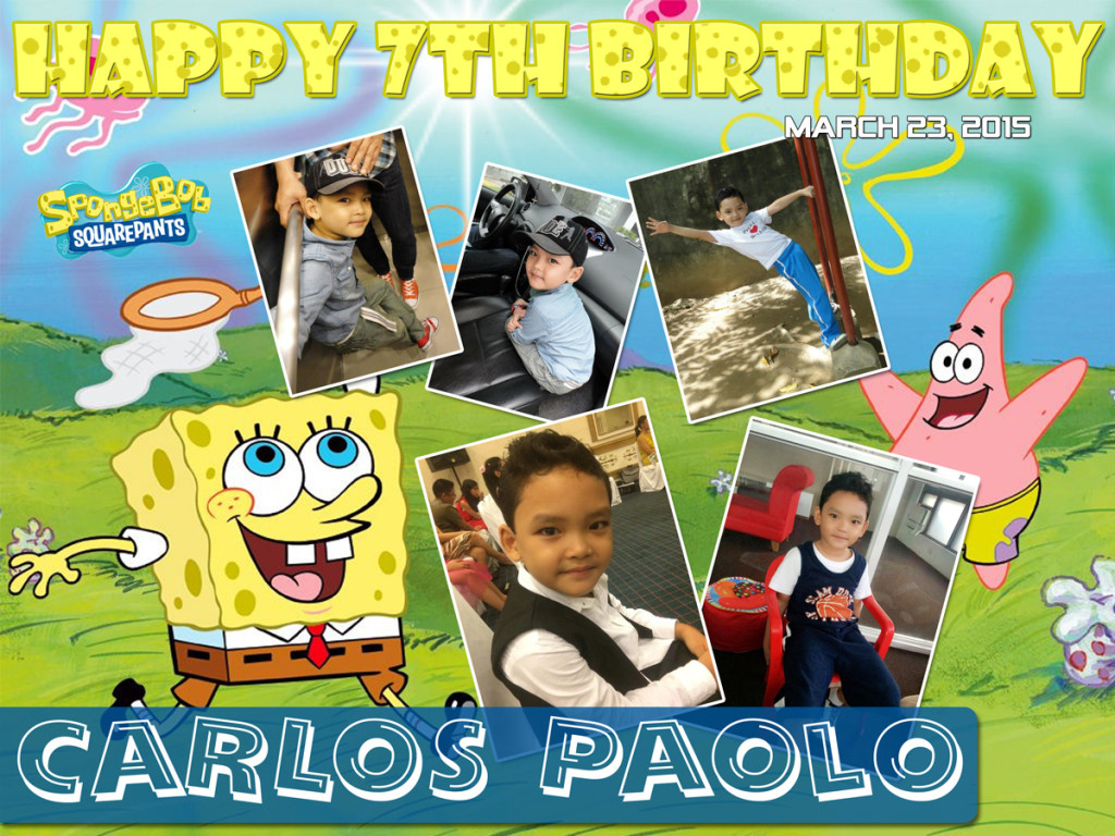 Carlos Paolo at 7 (Spongebob) | Cebu Balloons and Party Supplies