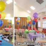 Flying Balloons Centerpieces at Mormons Church