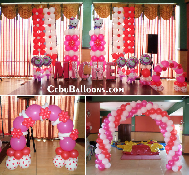 Hello Kitty Balloon Setup with Letter Standees at Hannah's Jakosalem