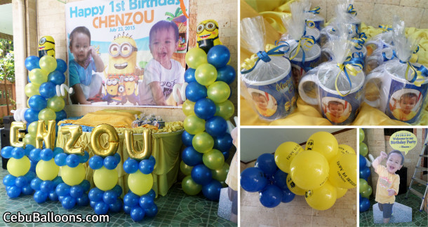 Minions Balloon Decoration with Mugs and Standee at Golden Meadows Subdivision