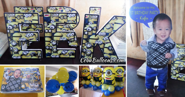 Minions Balloons & Personalized Items for Kiefer's 1st Birthday at NS Pensionne