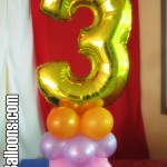 Number 3 Mylar Balloon Centerpiece