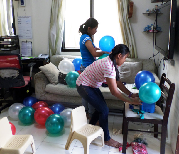 Balloon Workshop - Inflating the Balloons