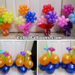 Floral ground balloons & table centerpieces