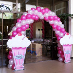 Entrance Arch with Soda Pop Standee for a 1950s Theme Birthday