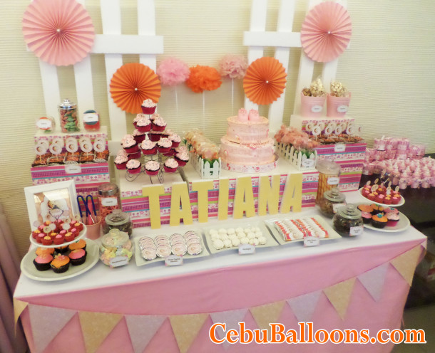 Sweets Table Setup for a Girl's Christening at Kuya J's Restaurant