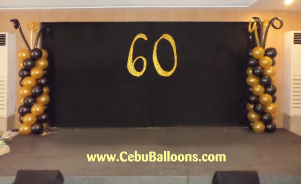 Balloon Pillars with 60 Styro Letters with Gold Glitters at Orchard Hotel